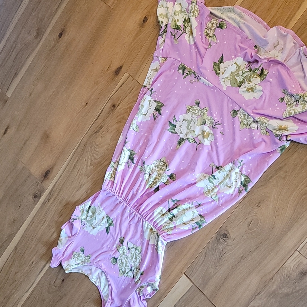 REBORN J Pink Floral Mid Babydoll Ruffle Dress - Picture 4 of 13